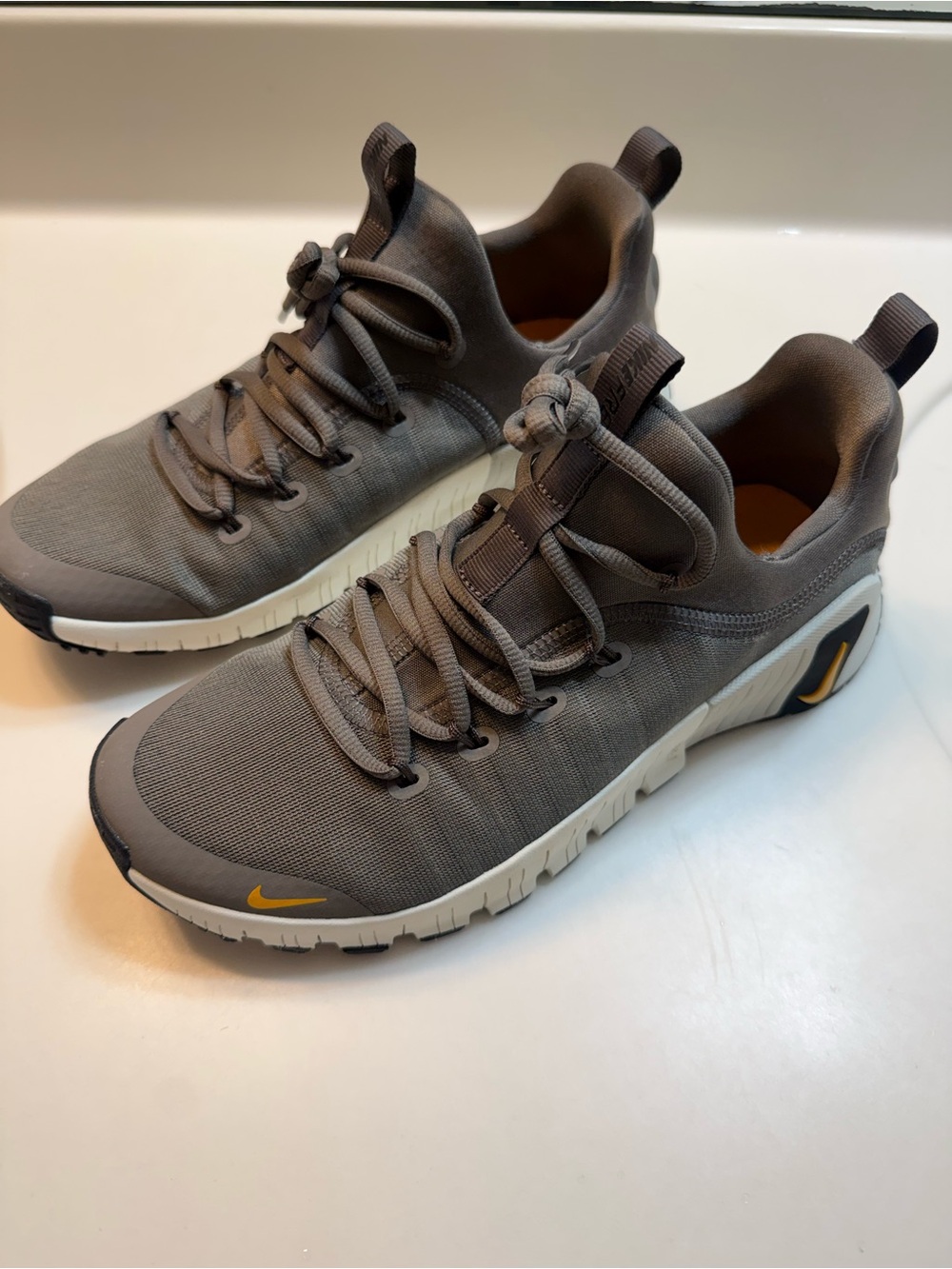 Nike Gray Athletic Sneakers with Orange Swoosh Accents - Picture 8 of 8